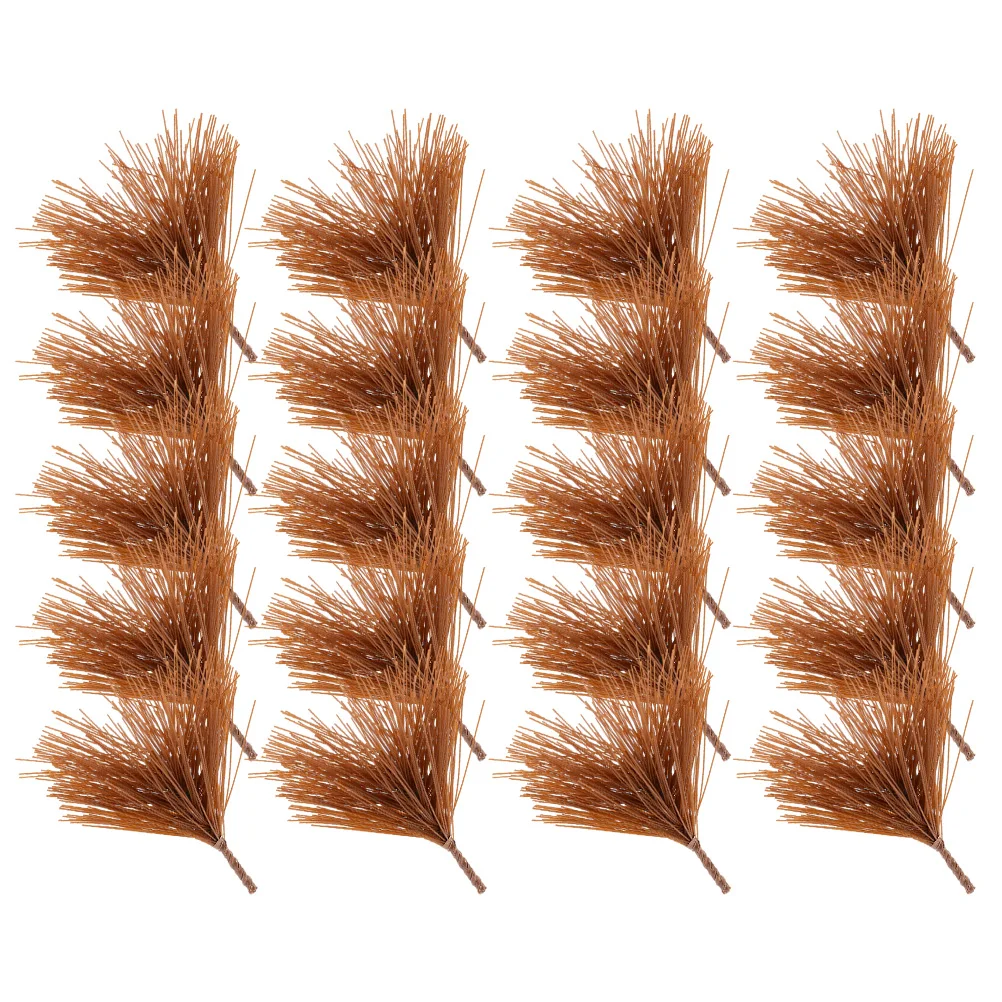

50 Pcs Christmas Decorations Simulated Pine Needle Accessories Branches Stems for Artificial with Brown