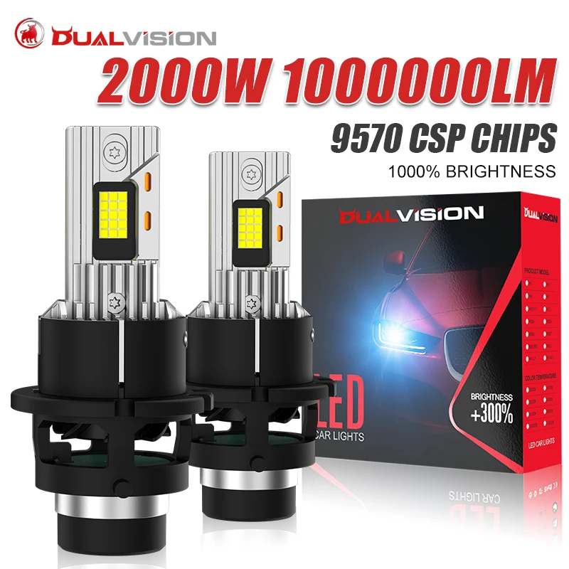 

Комплект ксеноновых светодиодных ламп мощностью 2000 Вт HID D2S D4S D1S D3S D1R D3R D2R D4R Модернизированная автомобильная фара с 9570 CSP CANbus 6000K