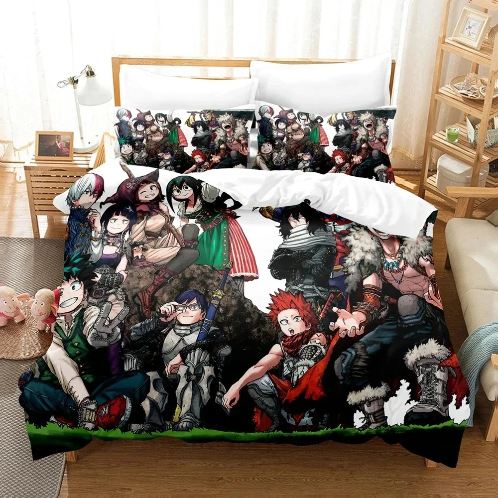 3D Print Anime Mijn Hero Academia Beddengoed Set Dekbedovertrek Bed Set Dekbedovertrek Kussensloop Trooster koning Queen Size Jongens Volwassen