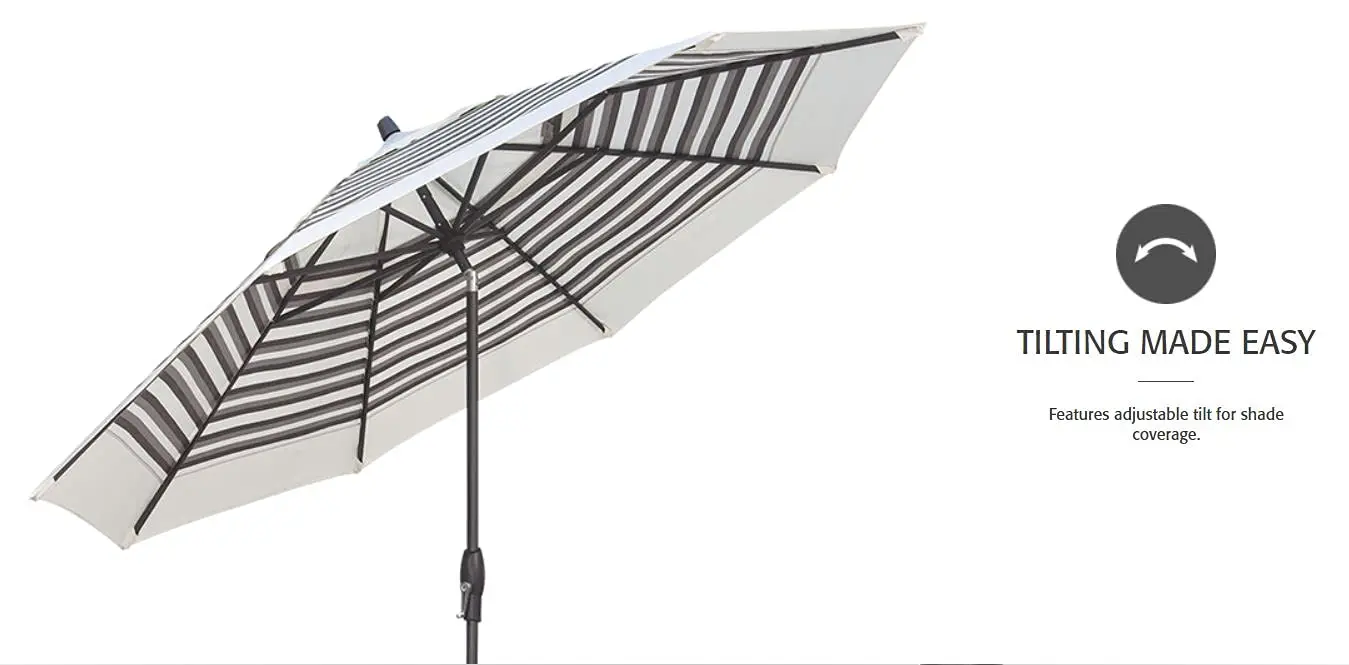 Octagonal 9ft Patio Umbrella - Outdoor Furniture Market Umbrella – Auto Tilt – Bronze Aluminum Frame (O’bravia2, Taupe), Custom