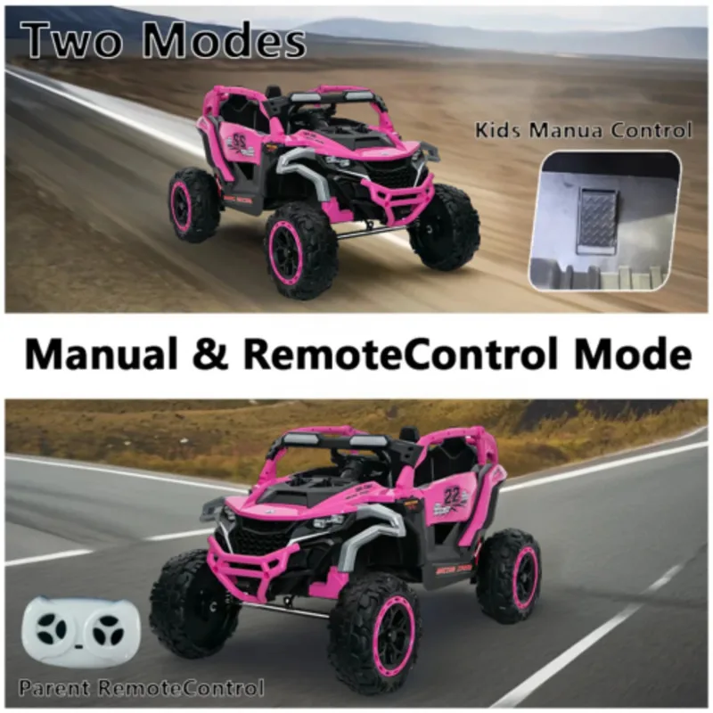 Kids 12V Electric Ride On Truck Car Models Remote Control Front Rear Shock Suspension 2 Seater UTV Flashlights