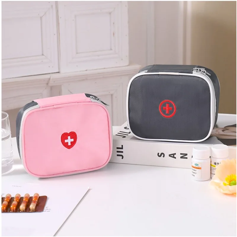 مجموعات طبية فارغة في الهواء الطلق حقيبة أدوات الإسعافات الأولية للسفر المحمولة حافظة طبية صغيرة الوردي حبوب الضمادات حقيبة التخزين طقم الطوارئ