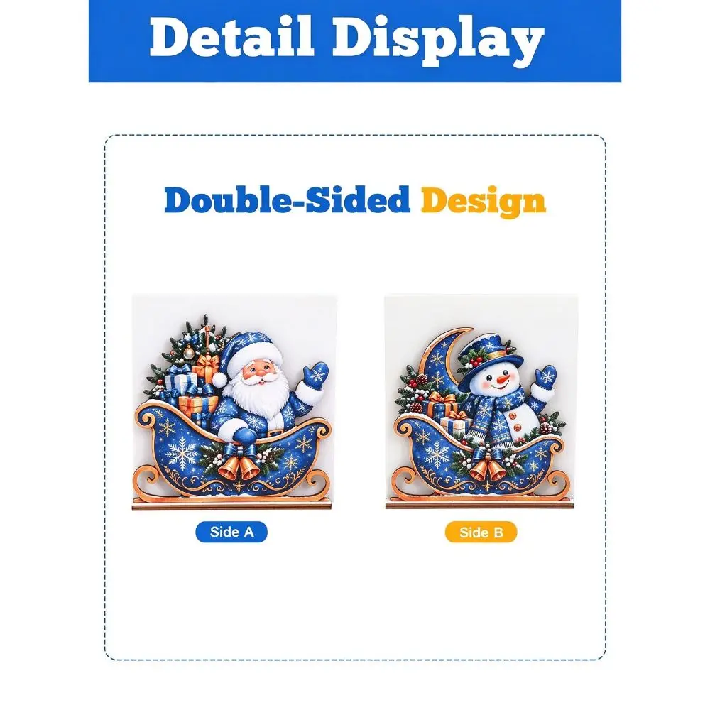 Santa Claus Santa Napkin Holder Blue Wooden Christmas ornaments Cartoon Decorative Desktop Tissue Box Table Decor