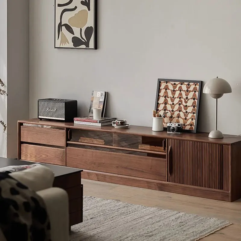 Mobile TV interamente in legno massello di noce nera nordamericana piccolo appartamento