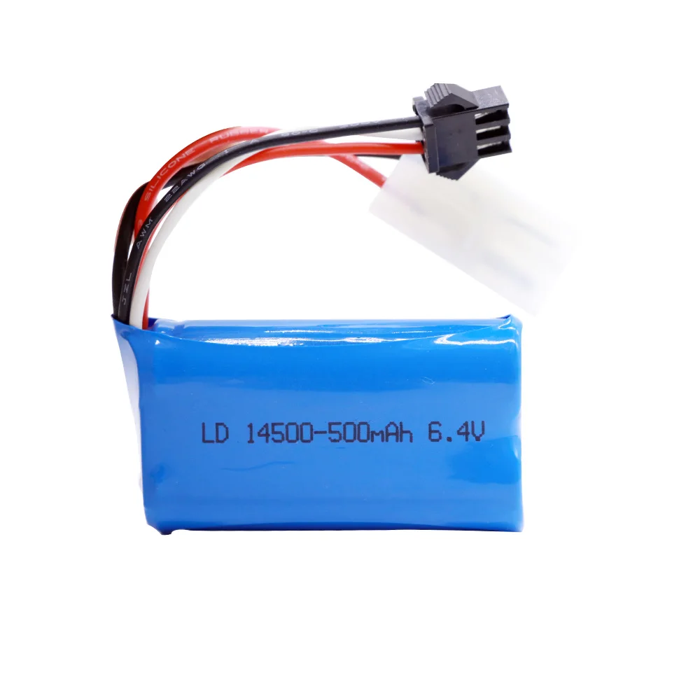 Batteria agli ioni di litio 6.4V 500mah 14500 15C per giocattoli RC Auto Barca Turcks Batteria da 6.4 V SM-2P JST-2P EL-2P L6.2-2P Spina