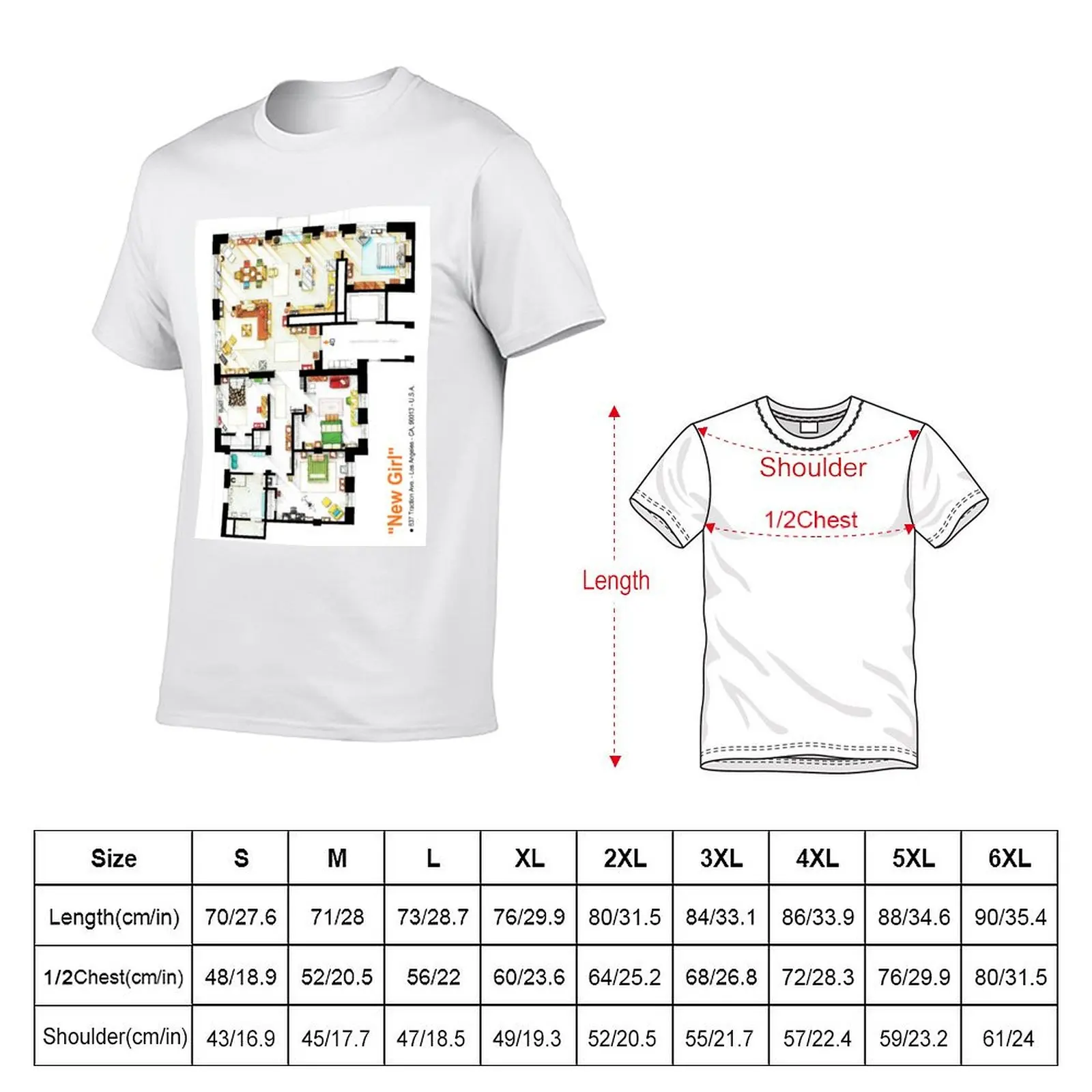 Floorplan of the loft / apartment from NEW GIRL T-Shirt Plus Size Everyday Tee Shirt