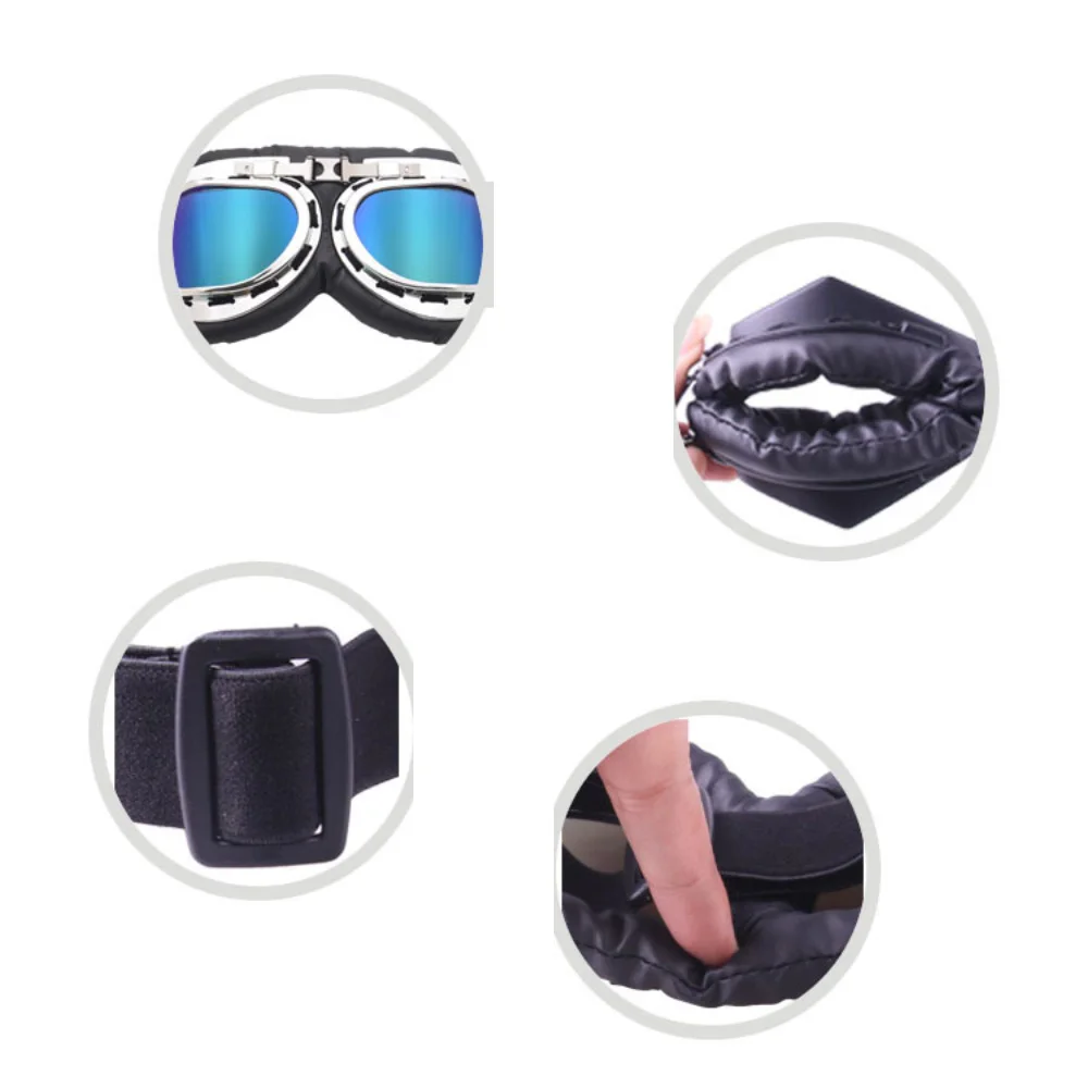 Occhiali da moto Occhiali, Moto Pilot Steampunk Vintage ATV Biker Scooter Cruiser Jet Casco Ciclismo Occhiali da sole da sci