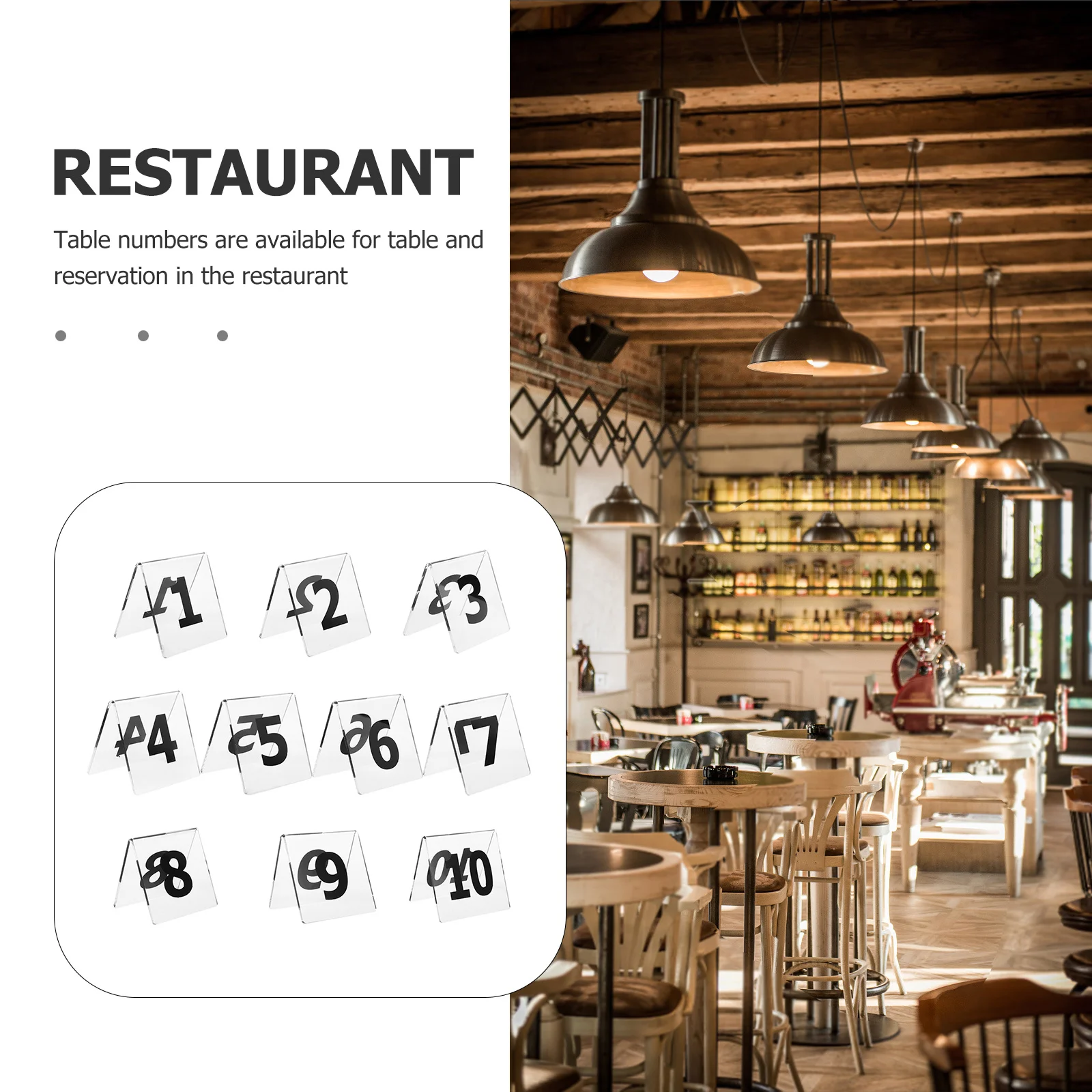 

1Set Acrylic Table Tents Numbered Table Signs Double Sided Design Easy Viewing for Restaurants Conferences