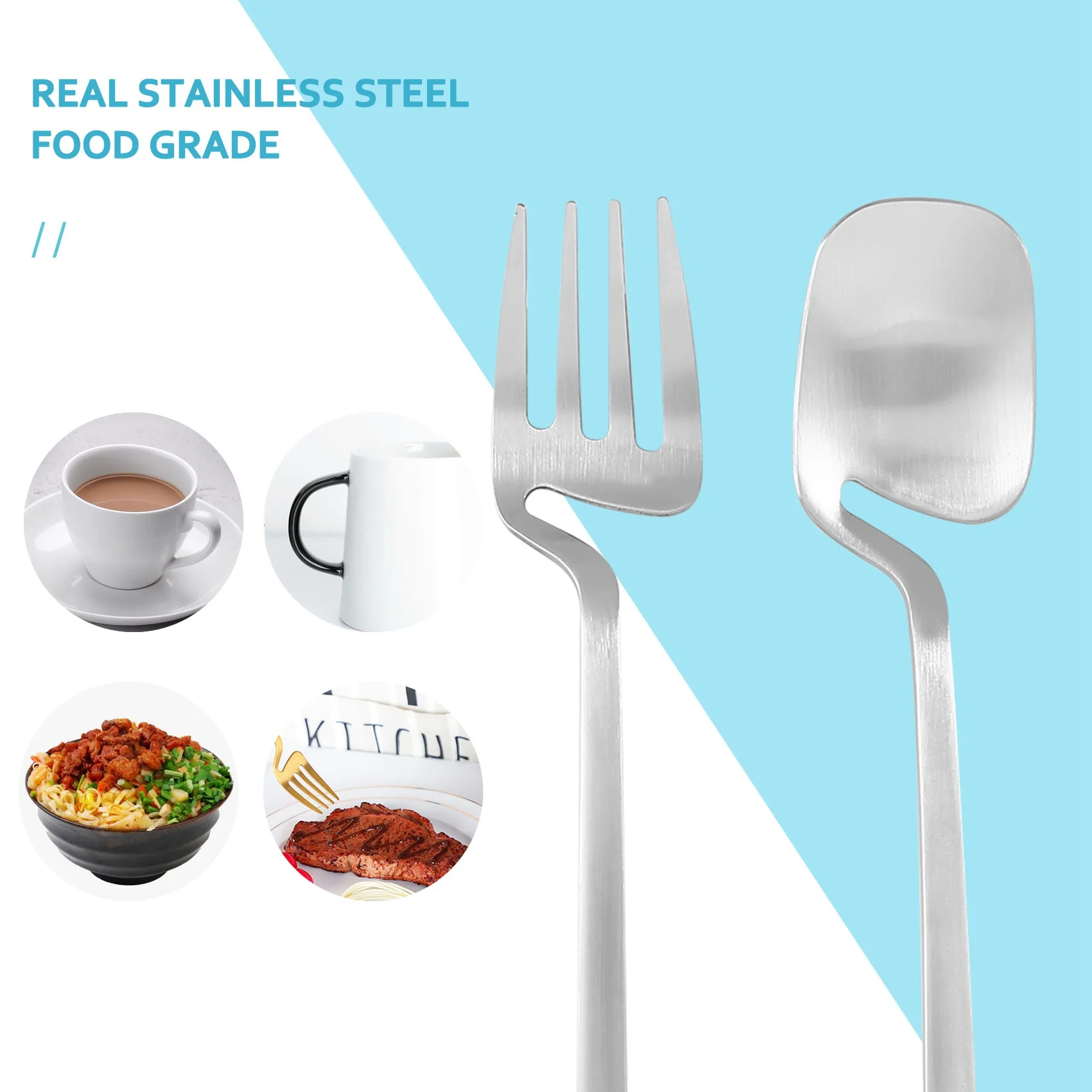 Matte Cutlery Set,Stainless Steel Dinner Tableware,Flatware Set,Knife Fork Spoon Dinnerware Set Party Set(4 PCS)