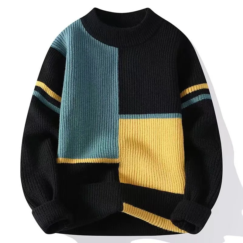 Men's Winter Contrast Color Loose Sweater