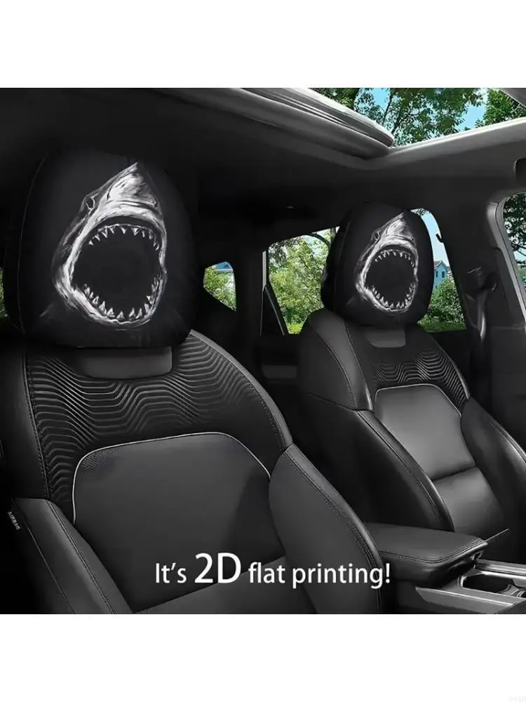 Double-Sided Shark Print Headrest Protectors for