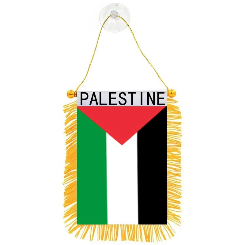 

aerxemrbrae 8*12cm Palestine Double Sided Tassel With Sucking Disc Car Windows Decoration Palestine Mini Pennant