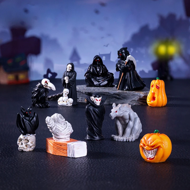 Wholesale Resin Halloween Series Pumpkin Monster Ghost Crow Skull Hallowmas Doll House Diy Crafts Accessories