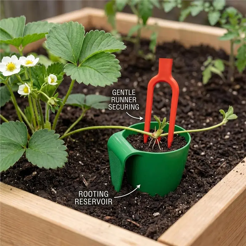 IALJ-20Pcs Propagation Cups, Strawberry Propagation Cups With 50 Vine Press Forks, Plastic Planter For Rooting