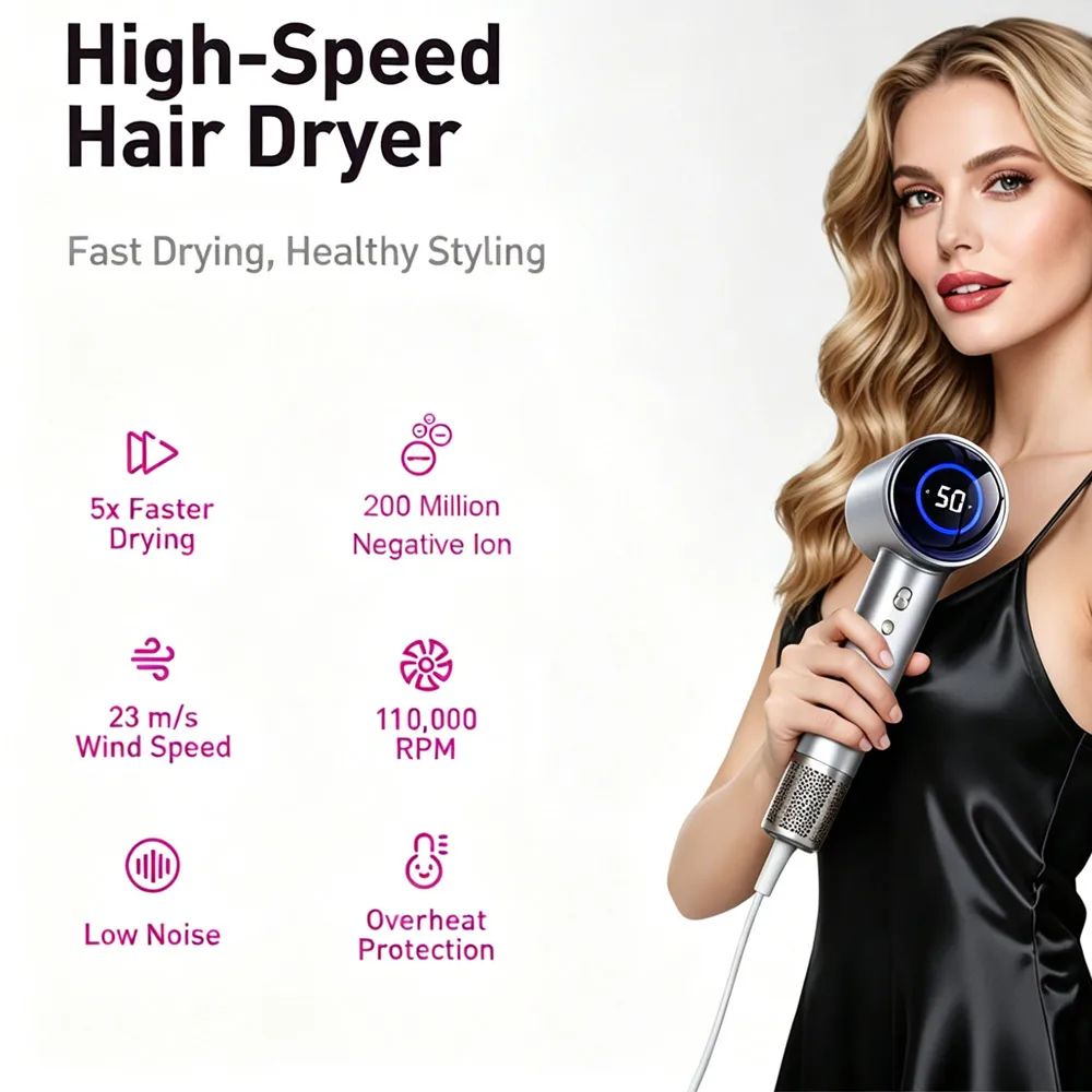 

Hair Dryers Professional Salon Light Weight High Speed Hair Blower One Step Negative Ions Turbo Hair Dryer