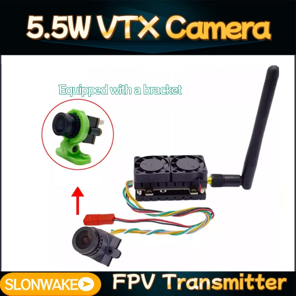Moduł nadajnika SLONWAKE 5.8G 5.5W VTX, czterowarstwowa chłodzenie, 48 kanałów, 1000TVL, obiektyw 2.5mm, kamera odpowiednia do dronów.