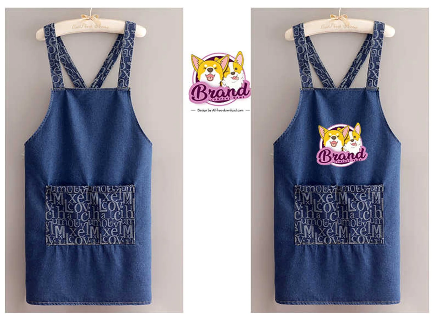 Tablier de travail en Denim, tissu en coton, peinture résistante à l'usure, toile personnalisée, tablier sans manches pour pain de cuisson haut de gamme