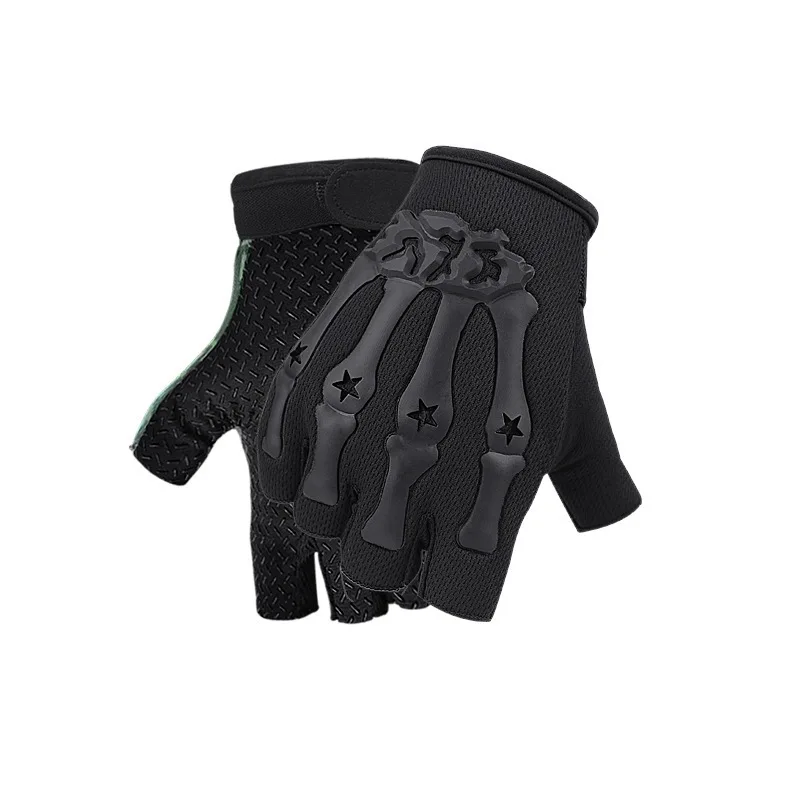AliExpress Five Pointed Star Skeleton Tactical Gloves for Men Outdoor Cycling Anti Slip Breathable Half Finger Gloves for Fitness Exercise