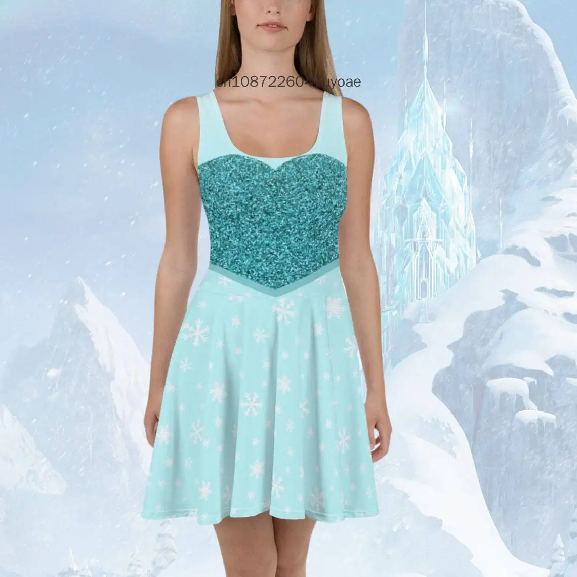 Abito da donna Disney Olaf Abito da pupazzo di neve Abito da pattinatore per adulti 2025 Moda estiva Stampa Sexy Skinny Mare Casual Top oversize