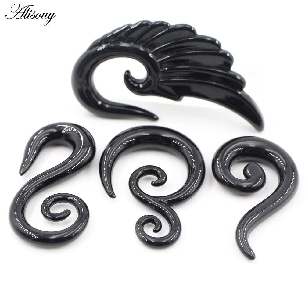 Acrylic Spiral Goat Horn Snail Ear Plugs, 2PCS