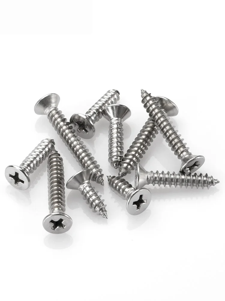 50/100/200PCS 304 Stainless Steel Cross Recessed Countersunk Flat Head Tapping Screws Wood Screw M1 M1.2 M1.7 M2 M2.2 M2.6 M3