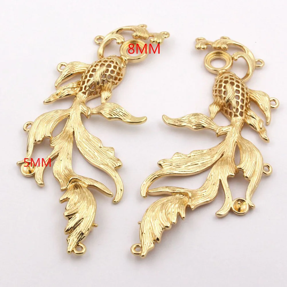 2pair 98x95mm Brass Casted Goldfish Connectors Stamping Decoration DIY for Necklace Hair Tiaras Jewelry Clothes Home Accessories