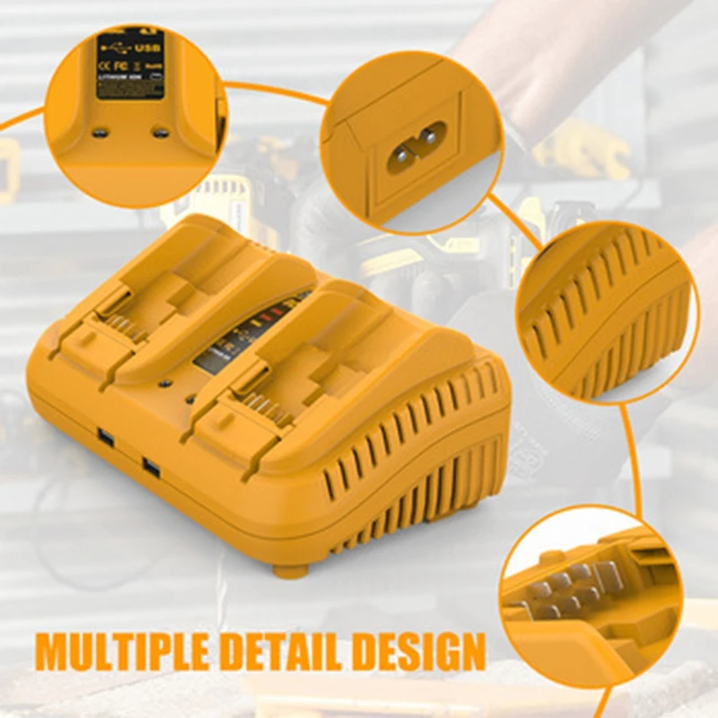 L47A-DCB102 Double Charger For Dewalt 12V 20V Lithium  Battery Charger