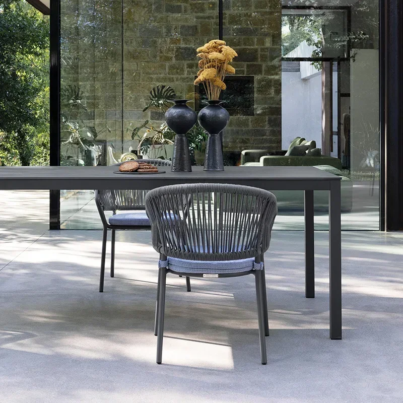DSAOutdoor Bar Chair Bar High Stool Outdoor Rattan Chair Outdoor Restaurant Bar Chair