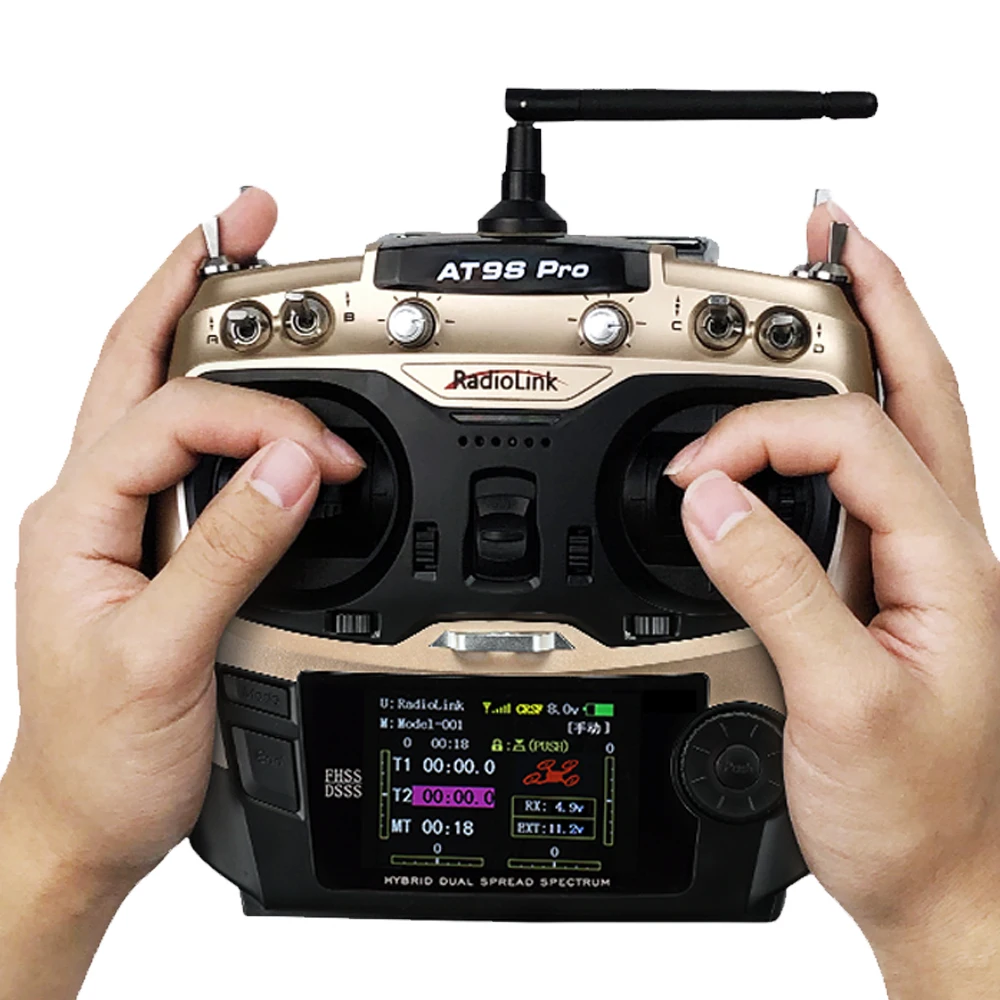 

Радиоконтроллер Radiolink AT9S Pro TX 10/12CH RC передатчик с R9DS RX 2,4G приемник с батареей для гоночного дрона