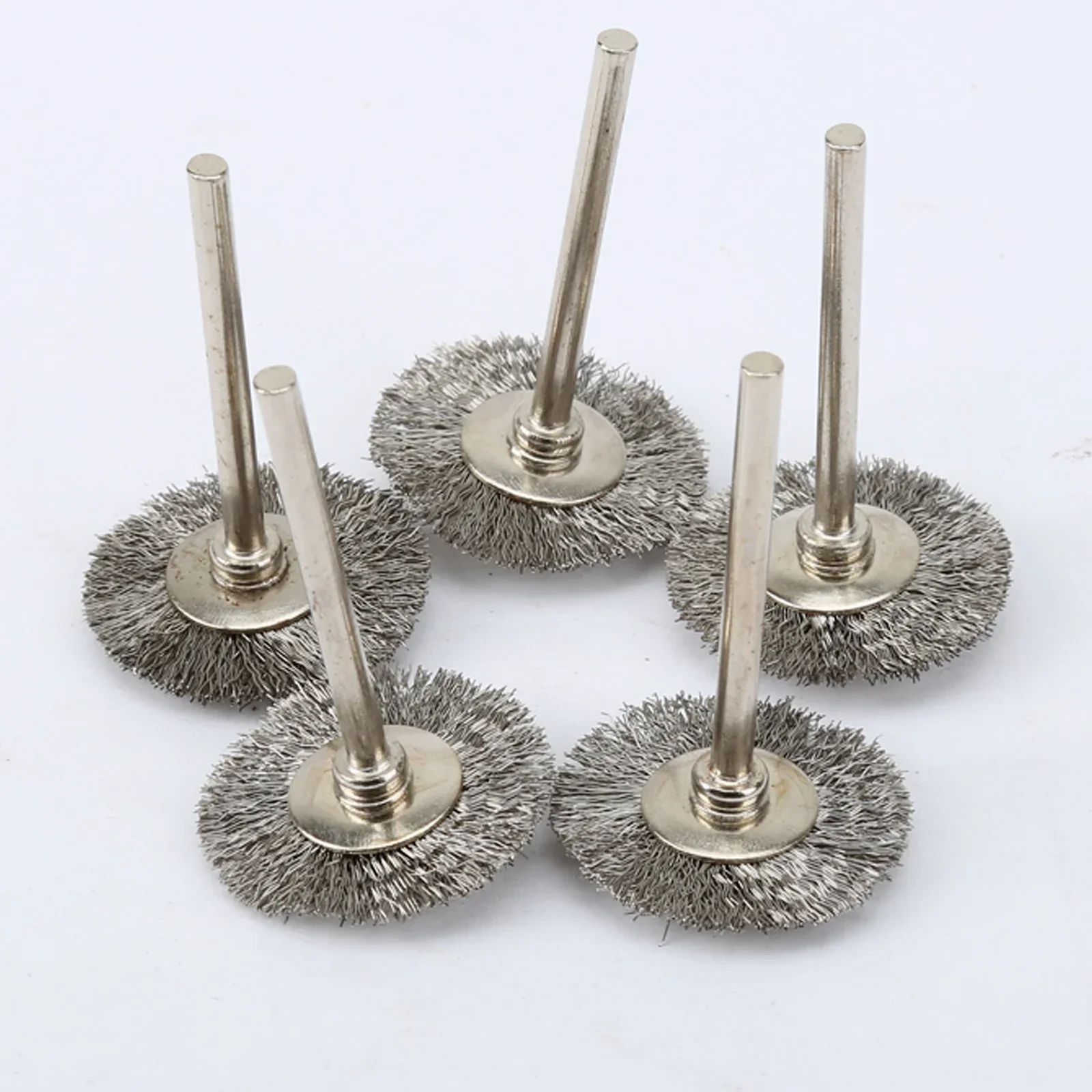 5pcs 25mm Silver Stainless Steel Wire Brushes Wheel Brush Round Brushes Disc for Die Grinder Rotary Tools Polishing Accessories