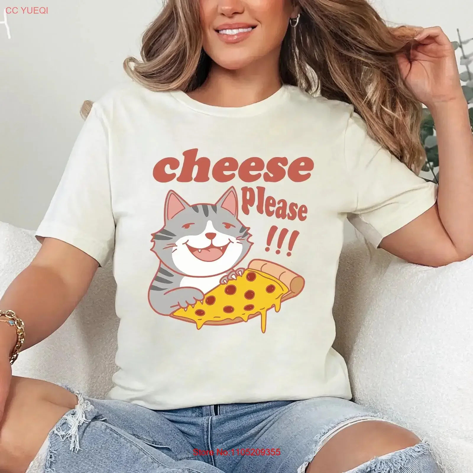 مضحك ريترو كات بيتزا تي شيرت الجبن يرجى خمر غسلها مصمم الملابس قليلا أزياء أنيقة الشارع الشهير تنوعا #1