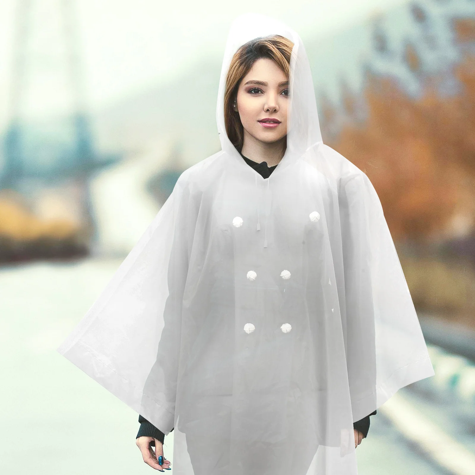 

2Pcs Portable Adult Rain Ponchos Lightweight Reusable Hooded Raincoat Outdoor Hiking Camping Travel Raincoat with Hoods