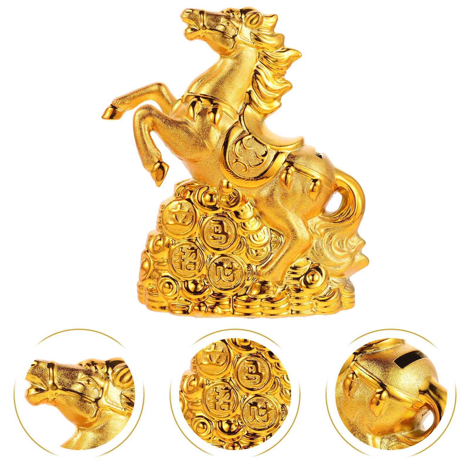

Ceramic Zodiac Horse Money Bank Smooth Glossy Finish Decorative Animal Coin Holder for Home Office Desk Decor Chinese New Year