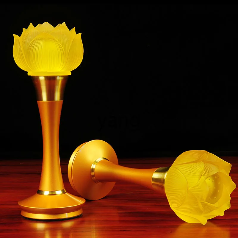 LTT pure copper plus ancient glass Buddhist hall supply 4-piece set, incense burner lotus ornament - Image 3