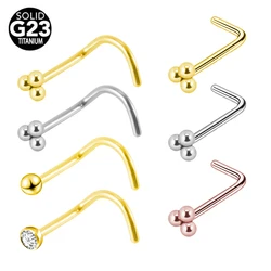 20G ASTM F136 G23 Titanium L-Shape Three-Balls Nose stud Piercings wholesale Pircings Jewelry