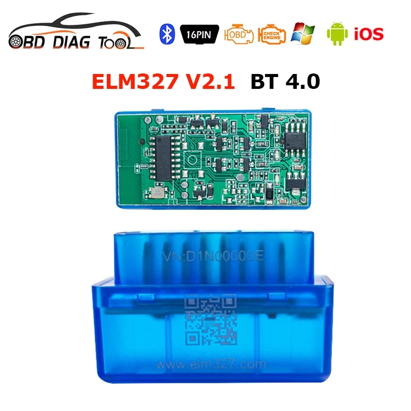 Newest OBD2 Auto Reader ELM327 V2.1 Bluetooth-compatible 4.0 Mini ELM 327 2.1 Scanner Car Diagnostic Tool For IOS/Android