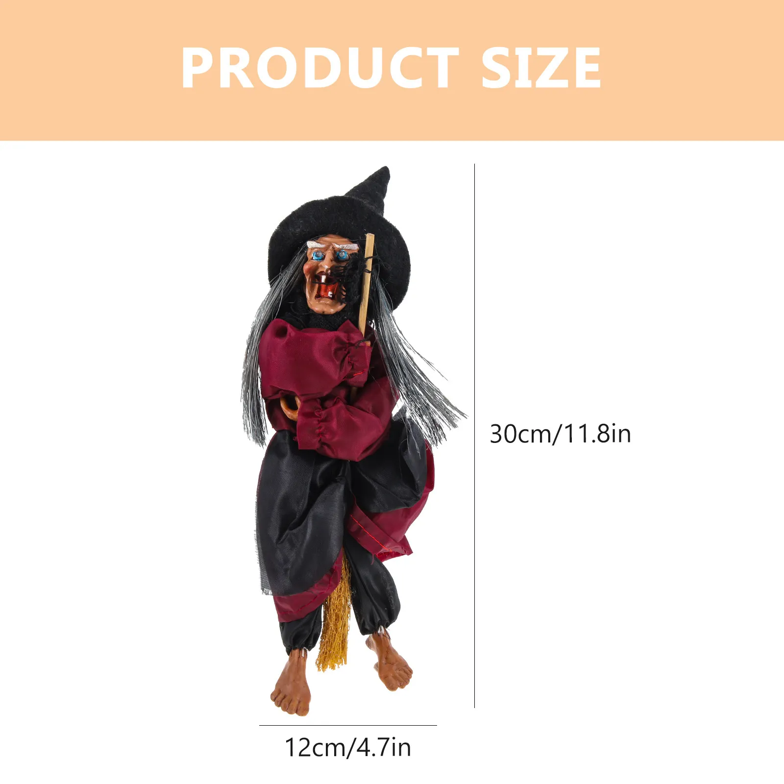 Halloween Hanging Witch Prop Sound Activated Touch Sensor Glowing Eyes Scary Scream Haunted House Party Decor