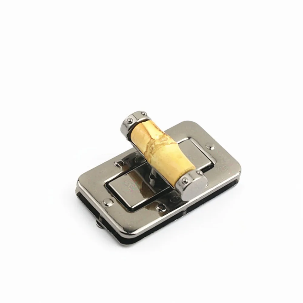 Natural Bamboo Bag Turn Lock Zinc Alloy DIY Clasp Closure Durable Rotating Lock Buckle Handbag Hardware