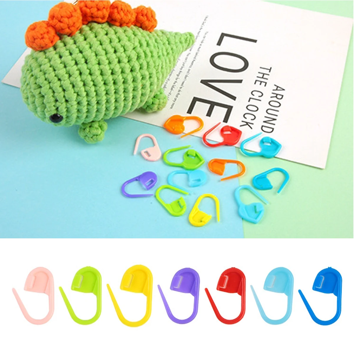 60Pcs Colorful Plastic Marker Buckle Handmade DIY Knitting Tool Safety Pin Crochet Hooks Yarn Sweaters Knitting Marker 15 Colors