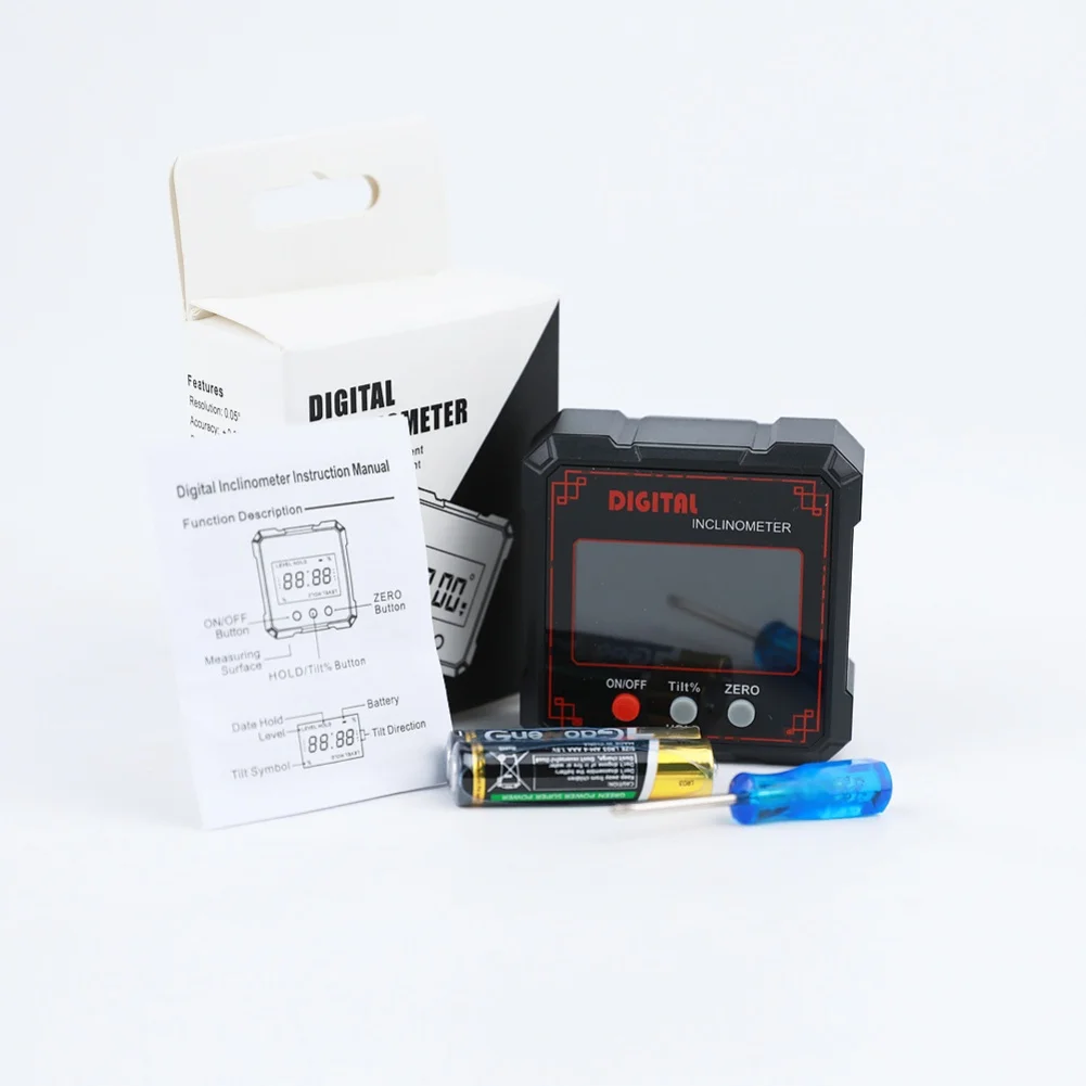 Digital Inclinometer with IP54 Rating and Large LCD Screen for Precise Tilt Measurement in Construction and Survey