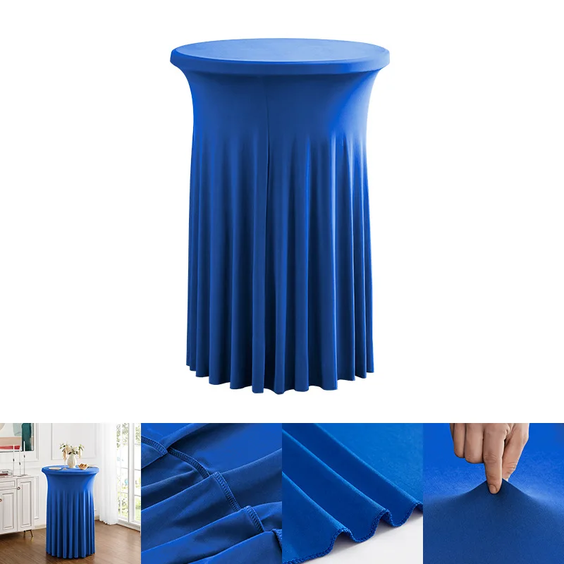 Ronde Hoge Top Stretch Spandex Cocktail Tafelkleden met Rok Rimpelvrije Cocktail Tafelkleed voor Bruiloft Banket JT443