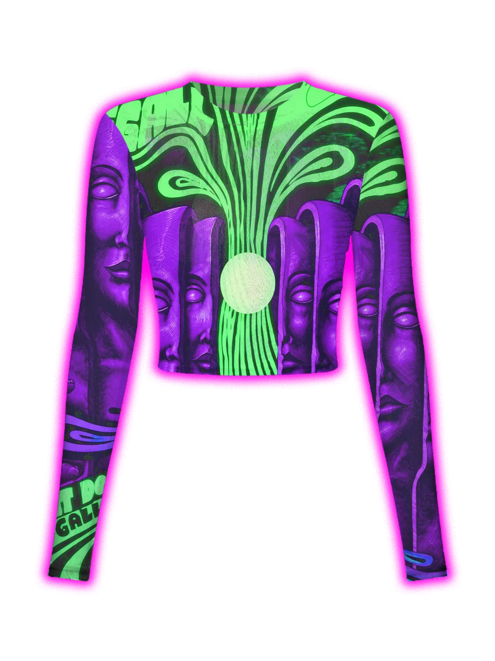 Psychedelic Retro Contrasting Fashionable Printed Milk Silk Long Sleeved Shirt with High Elasticity and Quick Drying Sports Top