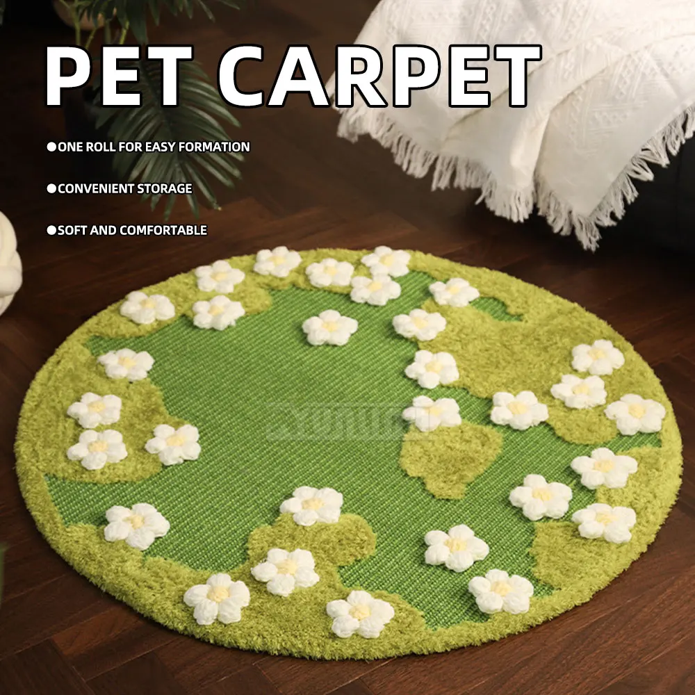 Cat Paw Pet Mat: Scratch Board, Flower Sisal Carpet, Durable Wear-Resistant, Scratch Pad, No Lint