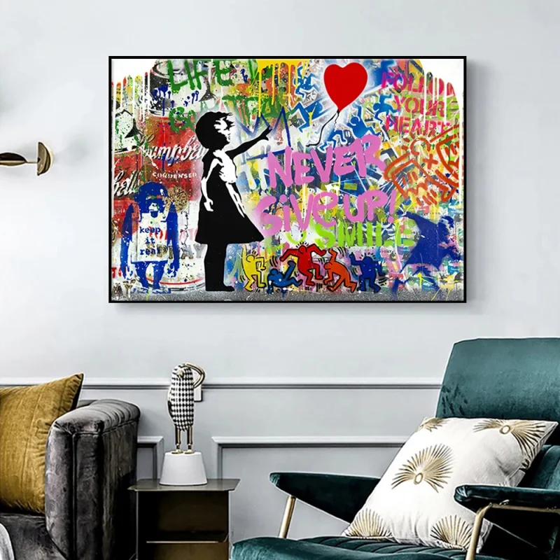 Pop Street Graffiti Wall Art Banksy Boy Girl In Love HD Oil On Canvas Posters And Prints For Living Room Bedroom Decor Gifts