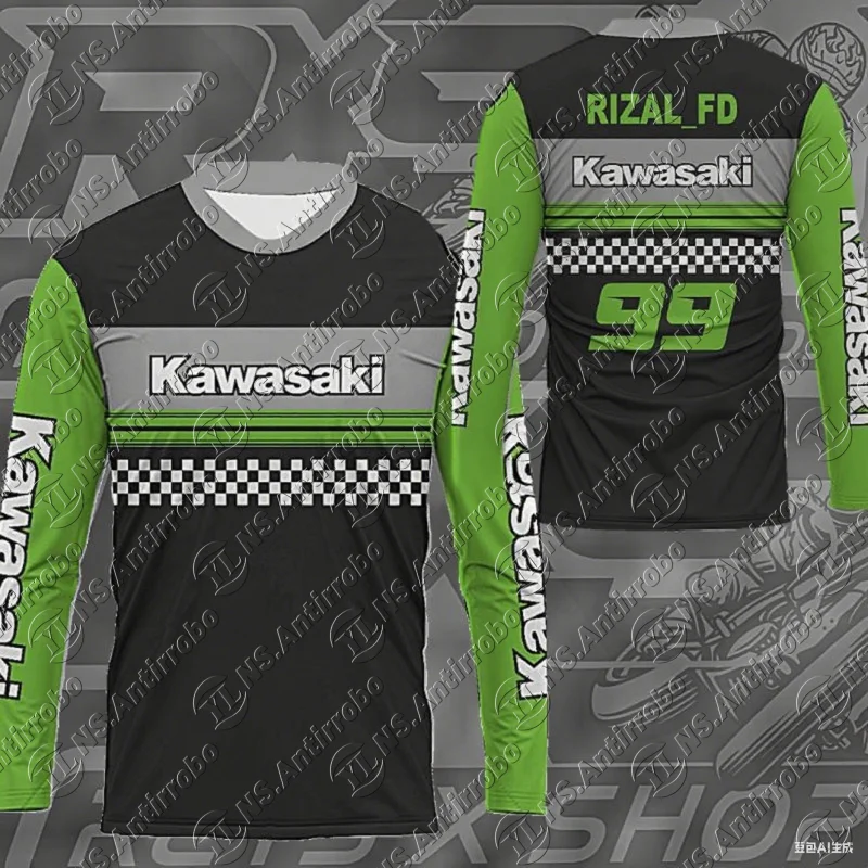 

25-26 Kawasaki Motorcycle Racing Teams Men Long Sleeve T-shirt 2025 New Sports Tee Shirts Sports Fans Women Clothes Tops