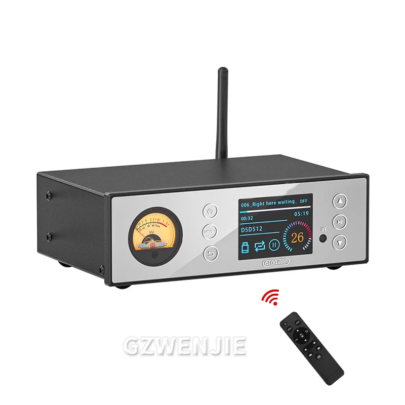 C100 PRO HiFi Bluetooth 5.0 Digital ESS9038 Preamp OLED Display Streamer USB Player DSD512 with VU Meter Decoding player