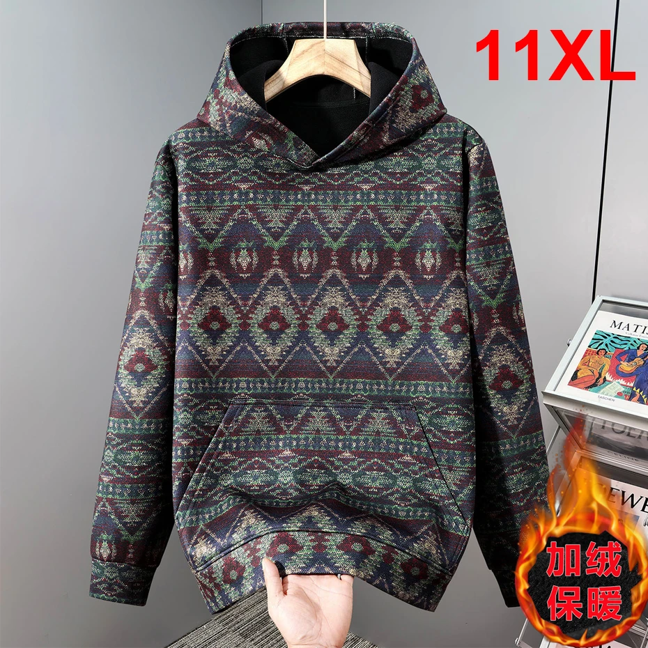 

Винтажная мужская толстовка с капюшоном больших размеров 10XL 11XL, весенне-осенний пуловер с капюшоном для мужчин, большие размеры 10XL 11XL