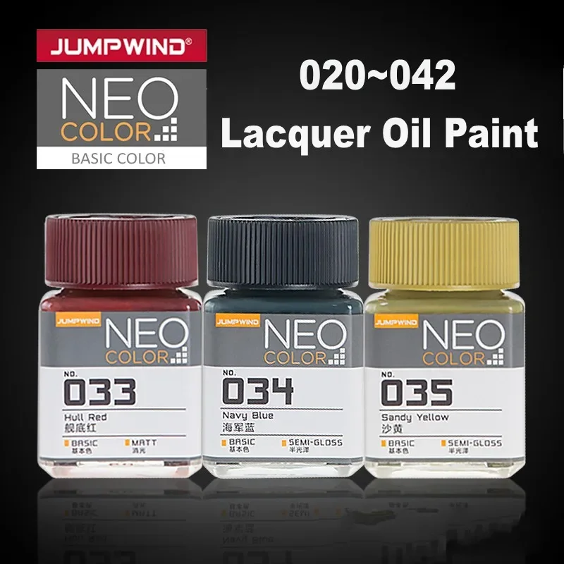 JUMPWIND 020-042 18ml Lacquer Paints NEO Color Gloss Pigment Model Hand Brush Spray Coloring Tools for Plastic Model Hobby DIY