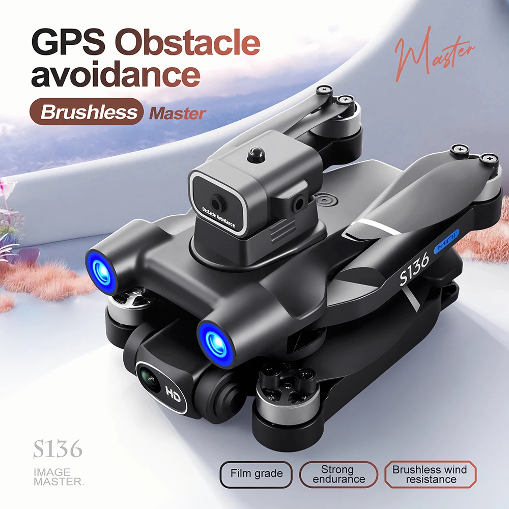 S136 GPS Drone HD Camera Image Transmission Remote Control Aircraft Four Axis Positioning Night Vision Brushless Drone Toy 1500M