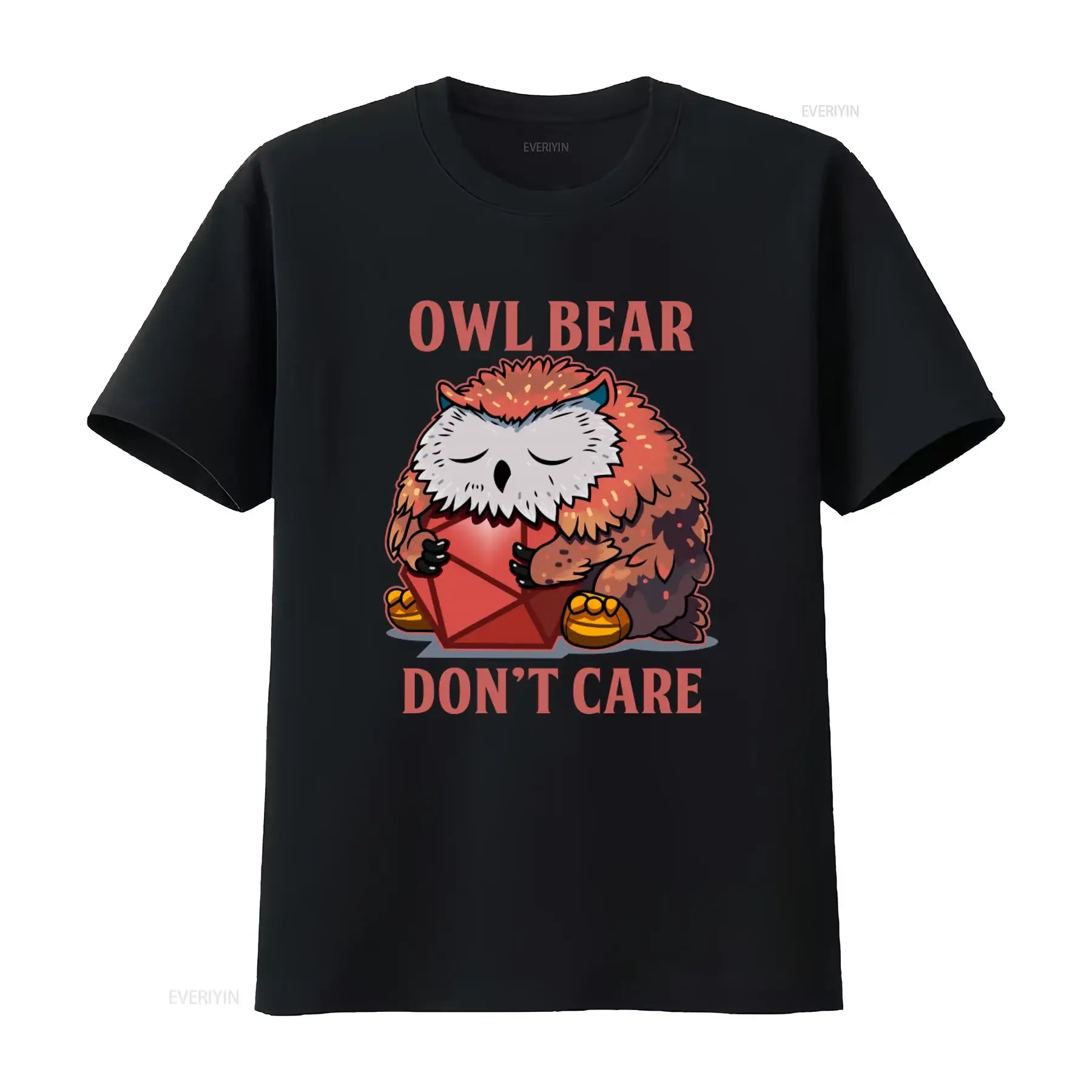 Owl Bear Don't Care T Shirt Dnd Druid Roleplaying Rpg Fantasy Gaming  vintage Washed Stretched streetwear Top For Everyday Wear